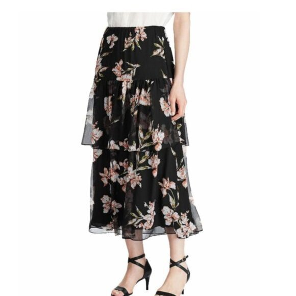 Ralph Lauren Aubrianna Black Chiffon Maxi Skirt. XL - Picture 1 of 13